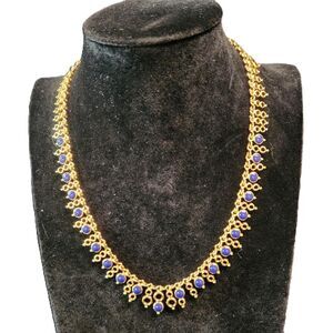 Reversible Blue Lapis Cubic Zirconia Necklace 17.5" Joan Rivers AB Jewelry VTG